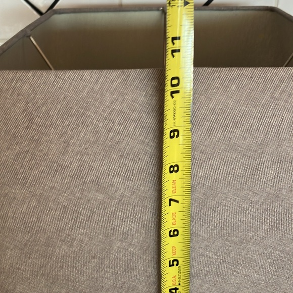 Large Square Gray Cloth Covered Lampshade, 11” Square Top x 24” Square Bottom - Picture 5 of 10